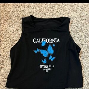 SHEIN Black California Butterfly Muscle Tee